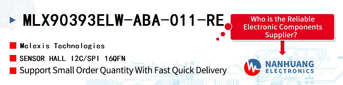 MLX90393ELW-ABA-011-RE Melexis SENSOR HALL I2C/SPI 16QFN