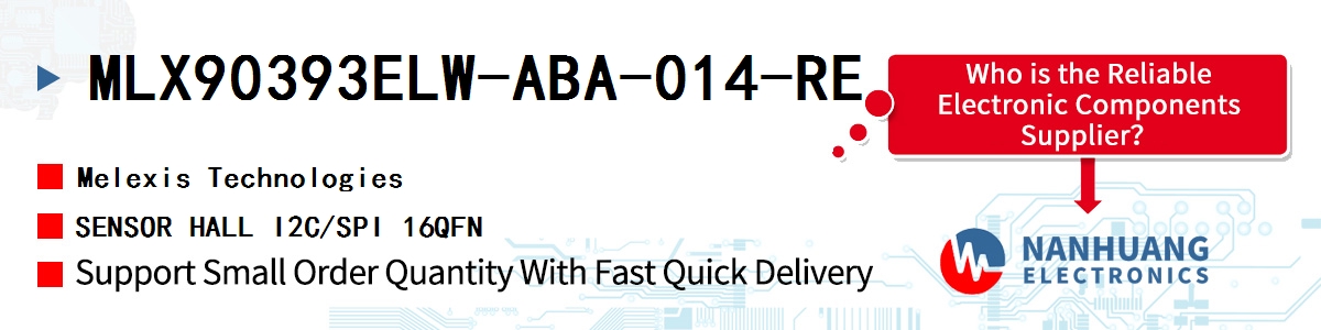 MLX90393ELW-ABA-014-RE Melexis SENSOR HALL I2C/SPI 16QFN